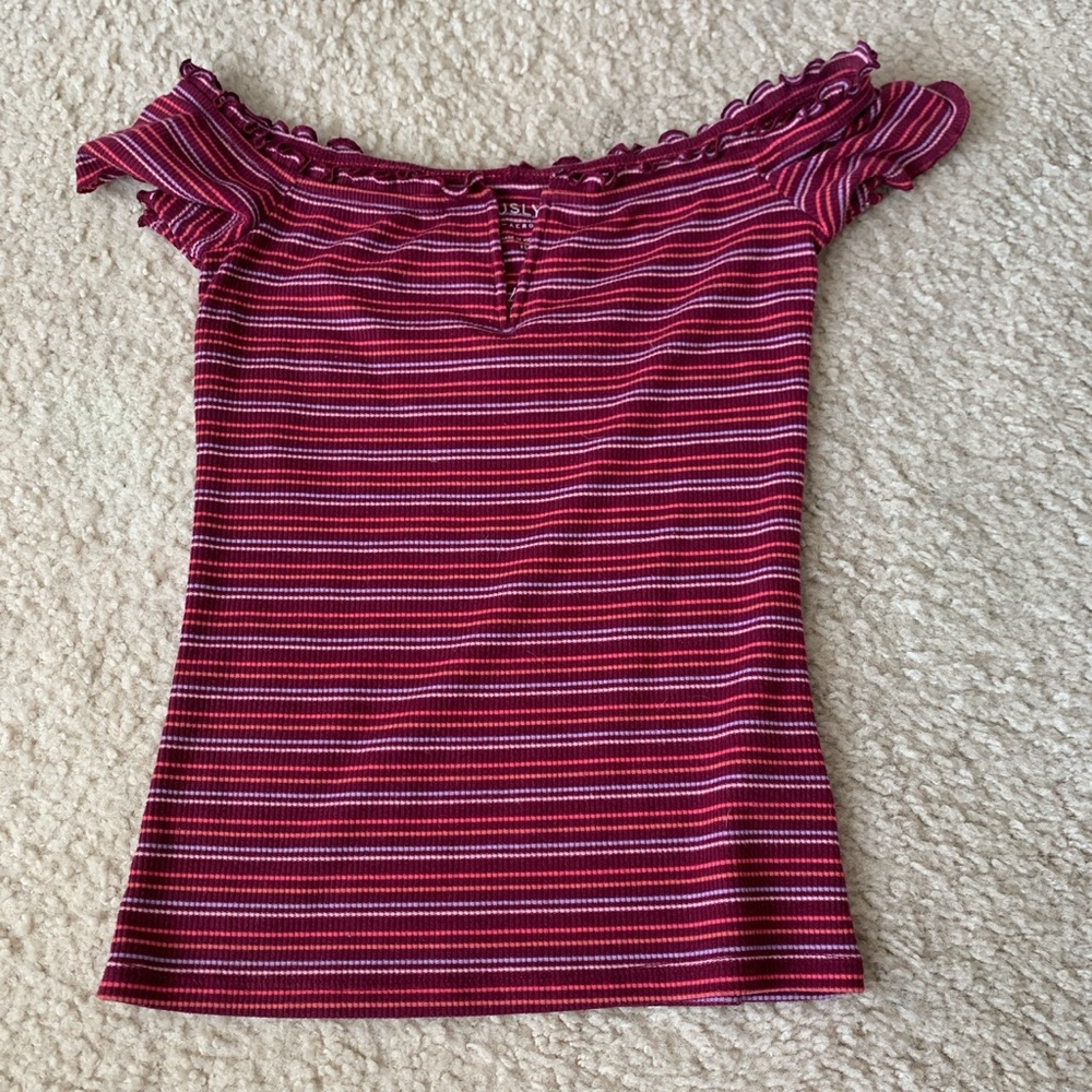 aeropostale seriously soft v neck striped shirt